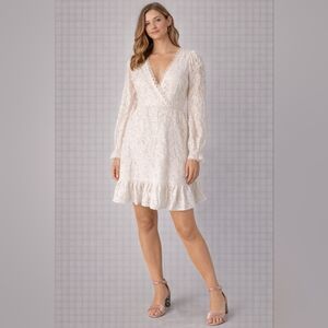 Just Me White Floral Crochet Dress Sz M